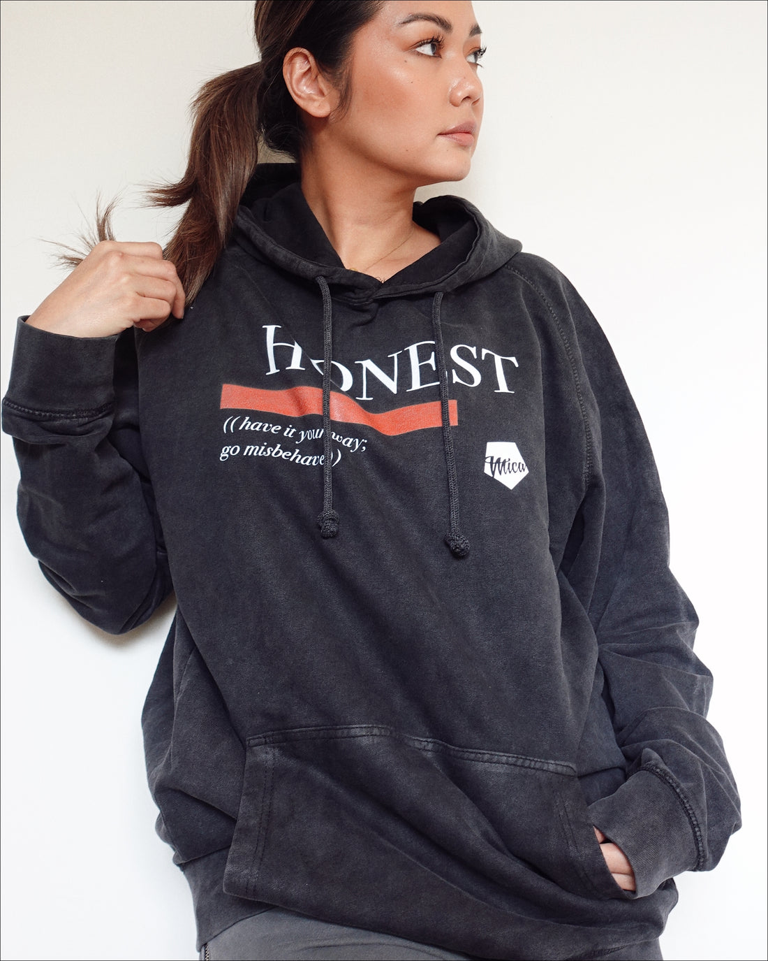 honest, hoodie, vintage, oversized, graphic